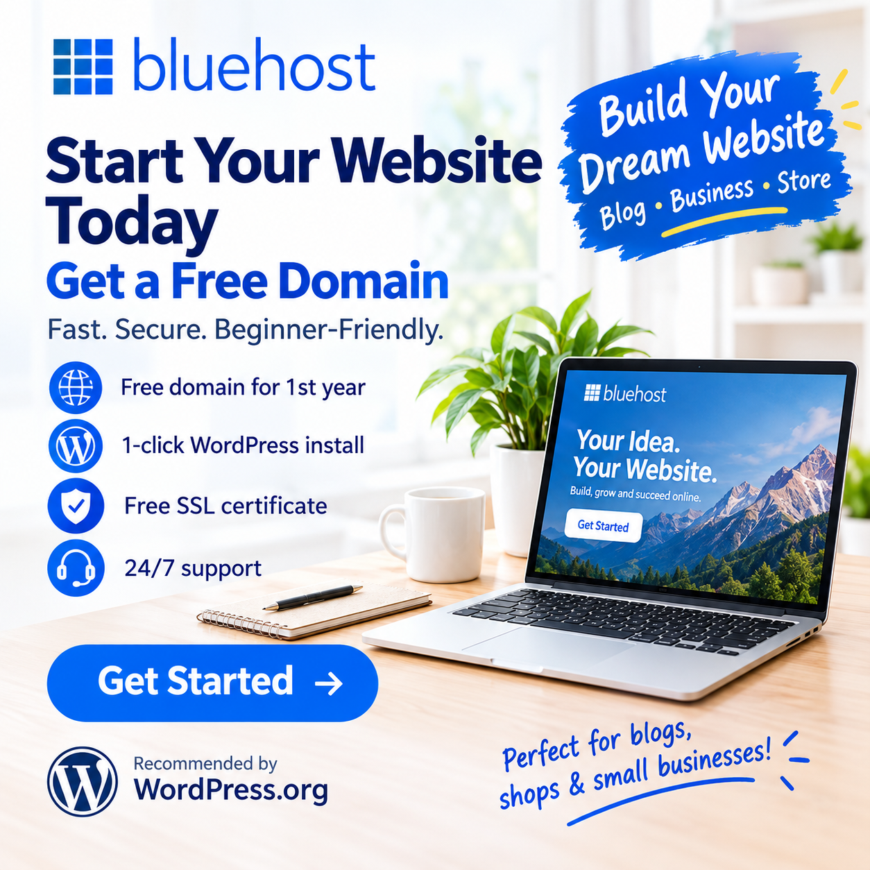 blue host page ad